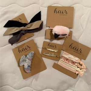 Stylish Kids Hair Accessories Set - Black, Pink, Gold and Flower Claw NIP